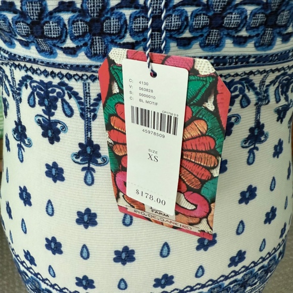 Anthropologie Farm Rio Blue Motif Tiled Slip Dress XS - Picture 9 of 13